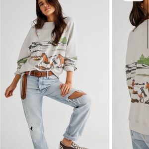 Free People Running with Horses Crewneck Sweatshirt